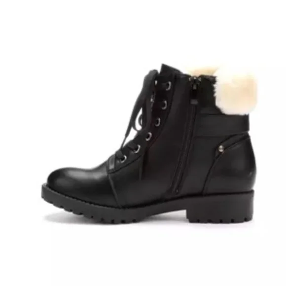 Apres by LAMO Winter Boots Women's Black Leather Faux Fur AW1765 Size 7 - Picture 5 of 9